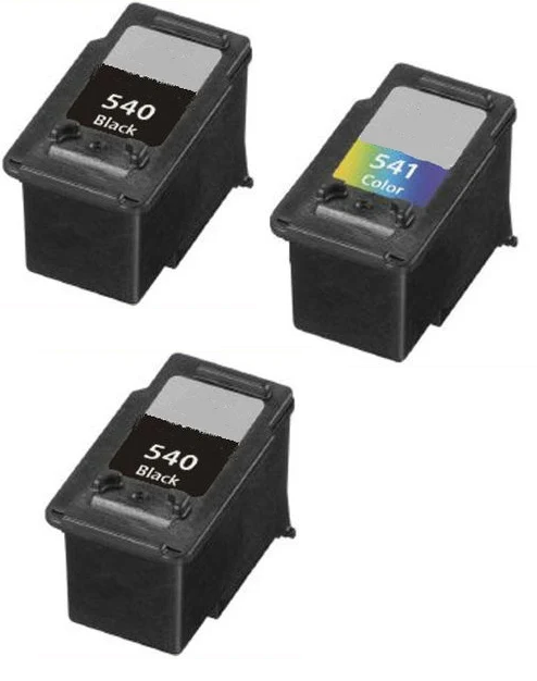 Remanufactured 2 x Canon PG-540 and 1 x CL-541 Black and Colour Ink Cartridges